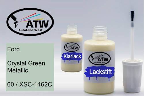 Ford, Crystal Green Metallic, 60 / XSC-1462C: 20ml Lackstift + 20ml Klarlack - Set, von ATW Autoteile West.